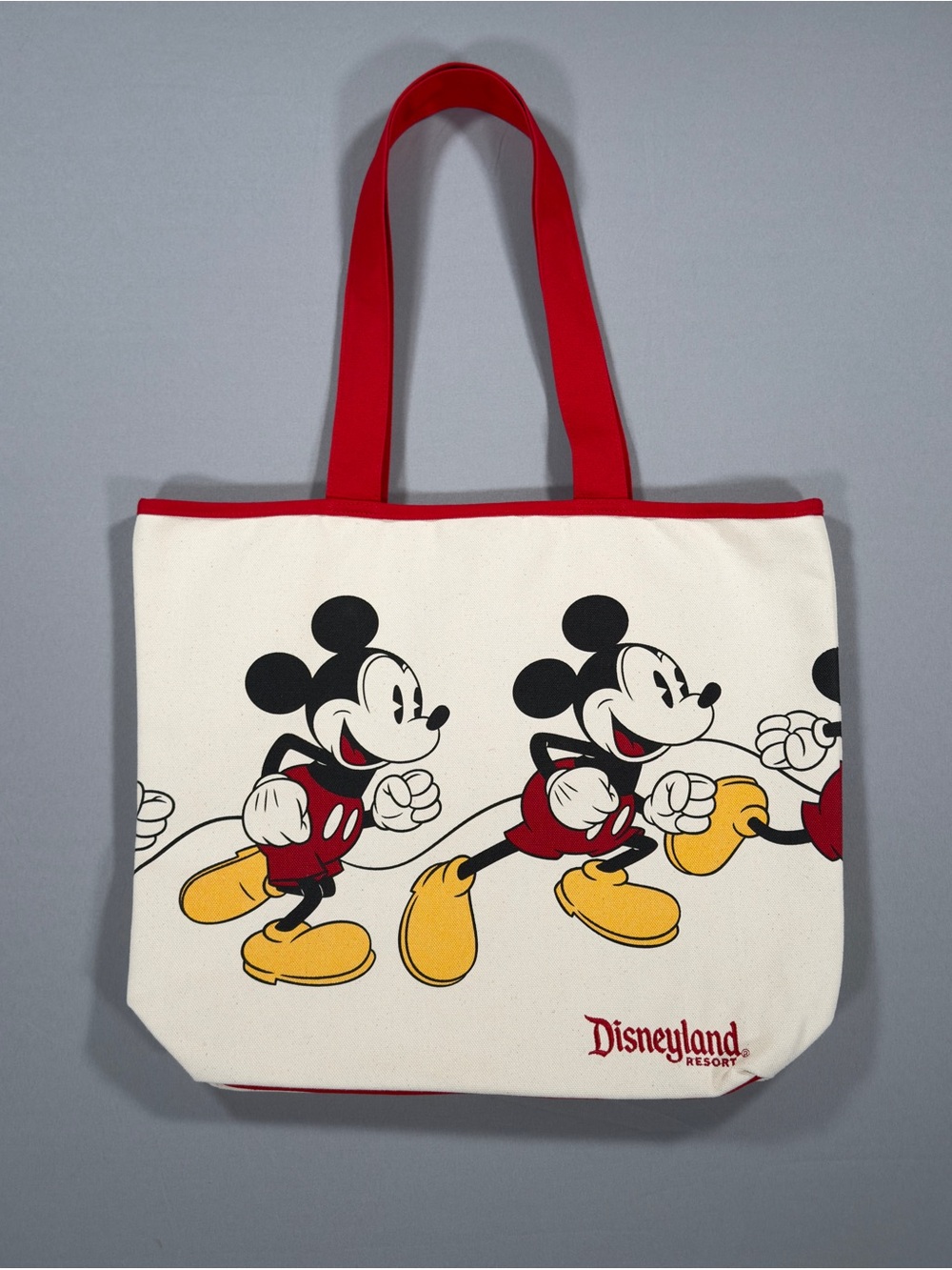 Disneyland Resort Mickey Mouse Canvas Tote Bag Red Cream Disney Parks